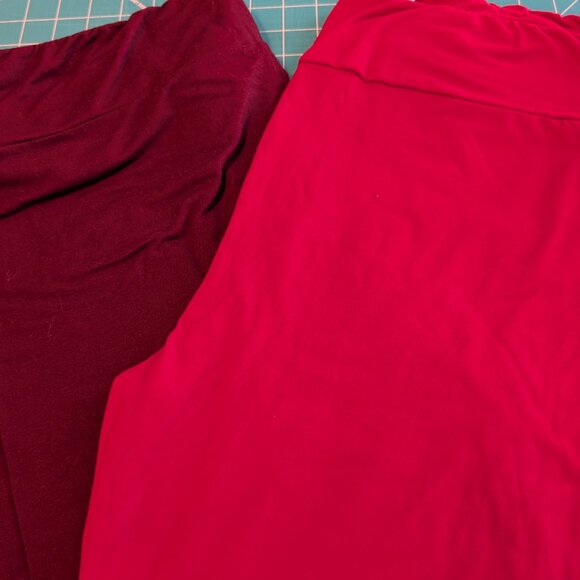 LuLaRoe TC2 Leggings Set (maroon and red) - Picture 1 of 7